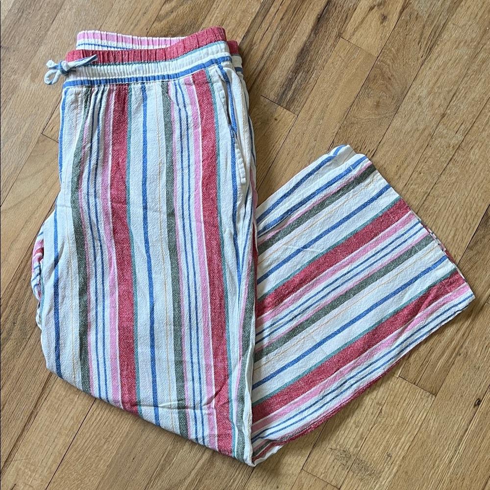 Old Navy Wide Leg Striped Linen Blend Pants